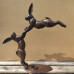 Small boxing hares sculpture