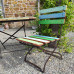 Folding table and two chairs made from recycled wood